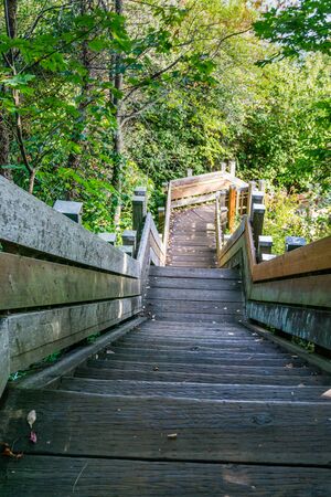 Steep stairs lead to the water at Marine View Park in Normandy Park, Washington.
