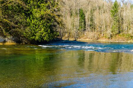 A view of the Green River near Auburn, Washington.の写真素材