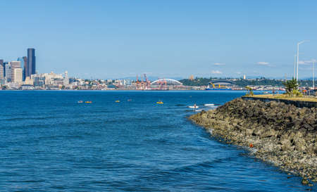A view of the Seattle skyline in Washington State.の写真素材