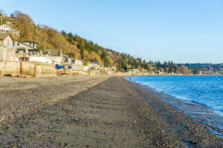 Shoreline at low tide in Burien, Washington.の写真素材