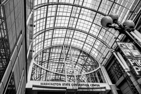 A view of the glass structures of the Washington State Convention Center in Seattle. Photo taken on January 26th, 2017.の写真素材