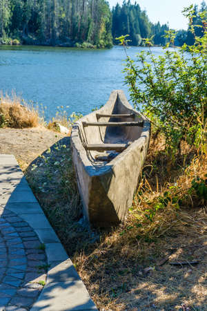 Canoes at Woodard Bay in Olympia, Washington.の写真素材