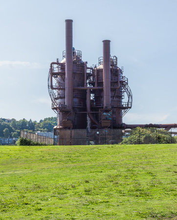 Outdoor structures at Gasworks Park in Seattle, Washington.の写真素材