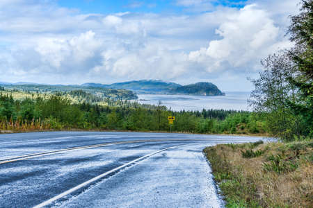 Scenic highway along the Peninsula in Washington State.の写真素材