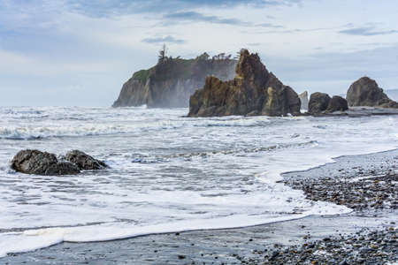 A landscape shot of scenic Ruby Beach in Washingotn State.の写真素材