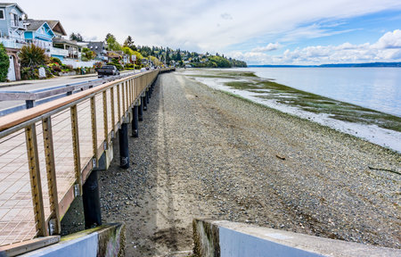 Landscape shot of the boardwalk  in Redondo Beach, Washington.の写真素材