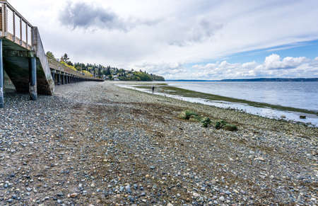 Landscape shot of the shoreline in Redondo Beach, Washington.の写真素材
