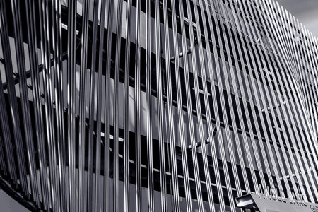 A metal fence at the Light Rail Station in Seatac, Wshington.の写真素材