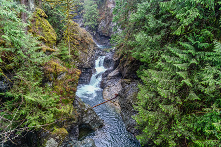 Landscape shot of Twin Falls in the Washington State.の写真素材