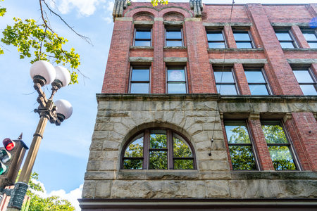A view of an  old building in Seattle, Washington.の写真素材