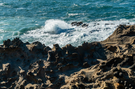 A view of pounding surf at Share Acres State Park in Oregon State.