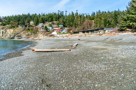 Wasterfront homes at Rosario Beach at Desception Pass State Park in Washington State.