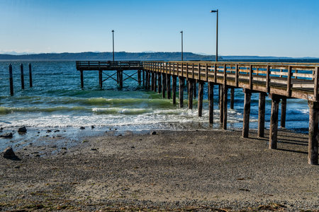 A view of the pier in Redondo Beach, Washington.の写真素材