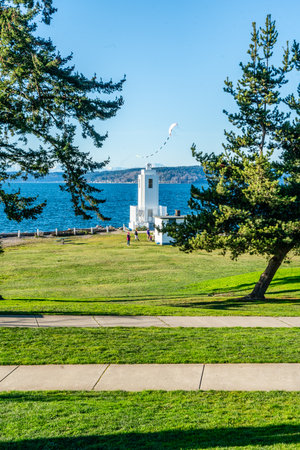 Lighthouse park in Browns Point, Washington.の写真素材
