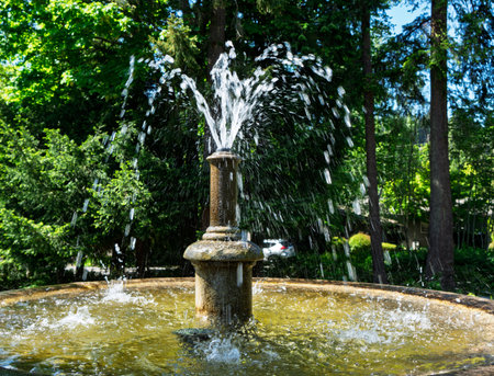 A close-up shot of a fountain in Normandy Park, Washington.の写真素材