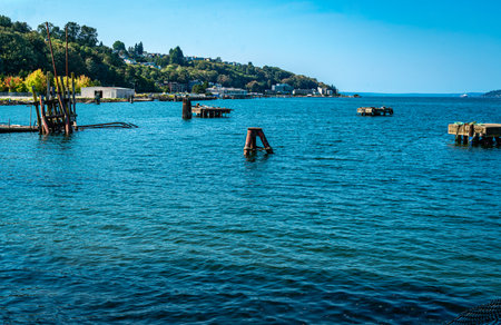 A view of the shoreline in West Seattle, Washington.
