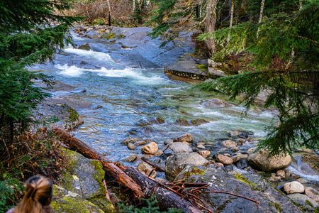 Rocks and a pool of water at Denny Creek in Washington State.