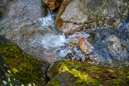 A close-up shot of rocks along Denny Creek in Washington State.