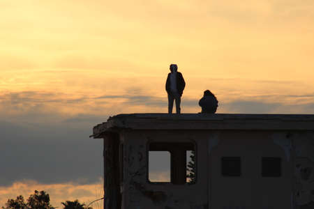 Watching the sun go downの写真素材