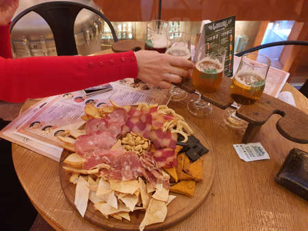 Tasting beer at the breweryのeditorial素材