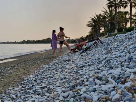 Late in the afternoon at the beach of Meneouの写真素材