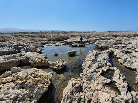 The area Alyki of Akamas peninsula, at Ineia village. The place is a natural salt lake on the rocks.の写真素材