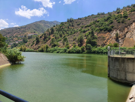 View of the dam in the province of Zamora, Spain.の写真素材