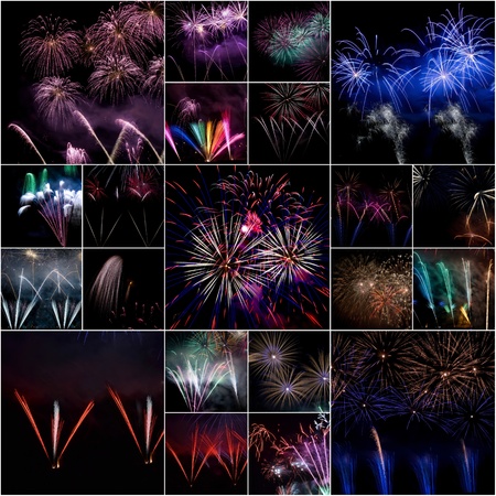 Festive firework collageの写真素材