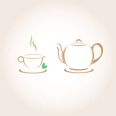 Cup of tea and a kettleのイラスト素材