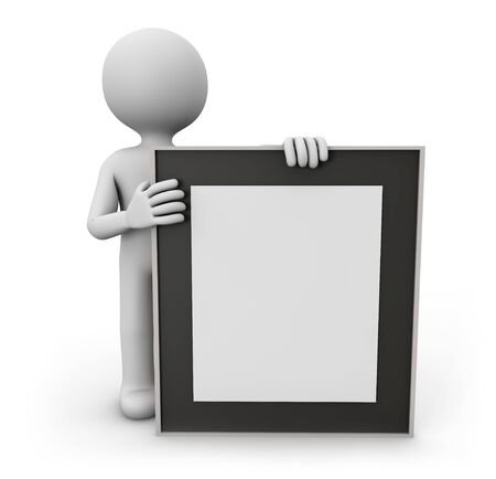 render of a man with a frameの写真素材