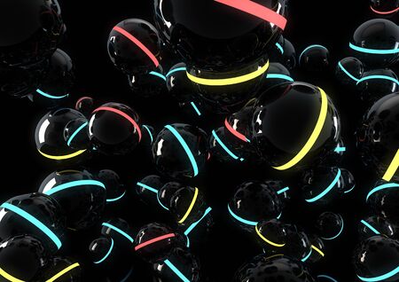 render of reflective balls over a black background