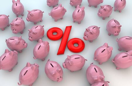 Piggybanks near a discount sign
