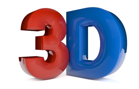 red and blue render of the letters 3dの写真素材
