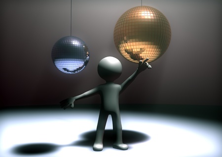 3d render of a man dancing in the discoの写真素材