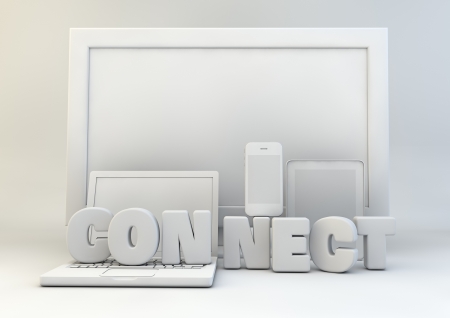 render of devices and the text connect