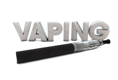 render of an electronic cigarette and the text vapingの写真素材