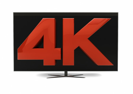 render of the text 4k on a television screenの写真素材