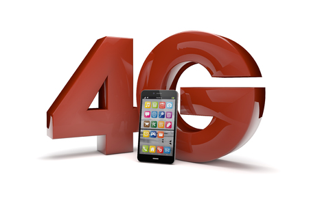 render of the text 4g and a smartphoneの写真素材
