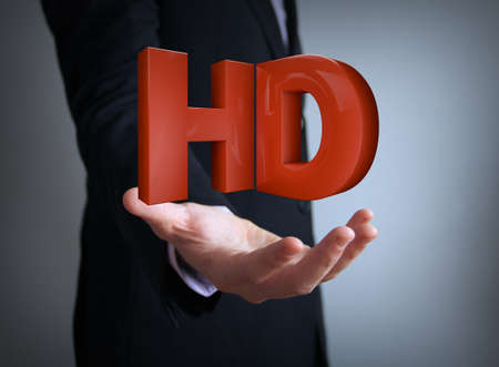 high definition text over businessman handの写真素材