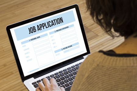 job search online concept: job application on a laptop screen job search online concept: job application on a laptop screen