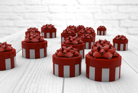 digital generated gifts over wooden table