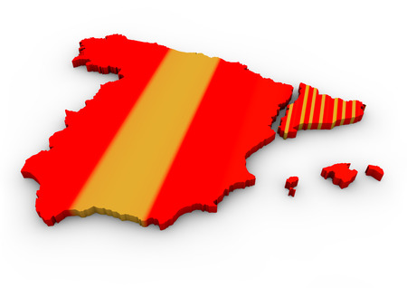 map of spain with a separated cataloniaの写真素材