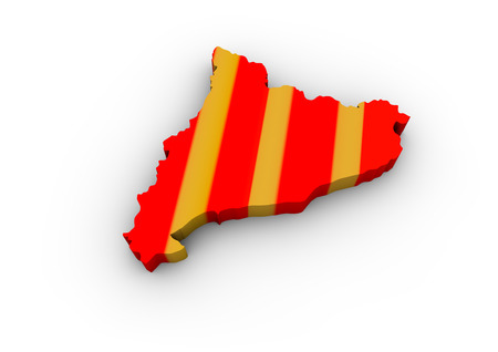 render of a catalonia map with flag colorsの写真素材
