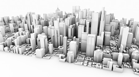 3d rendering of a white business city downtownの写真素材