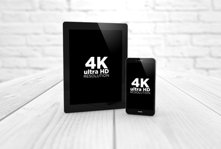 digital generated tablet and smartphone 4k ultra HD resolution screen. All screen graphics are made upの写真素材