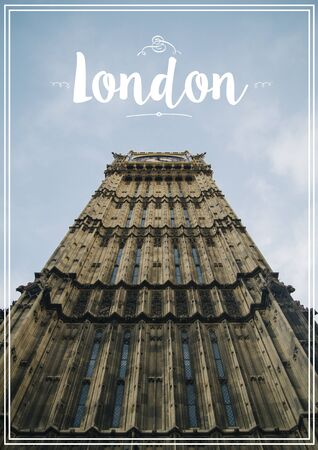 Big Ben with London textの写真素材