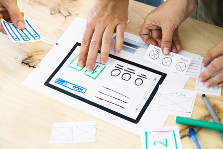 designing tablet app wireframeの写真素材