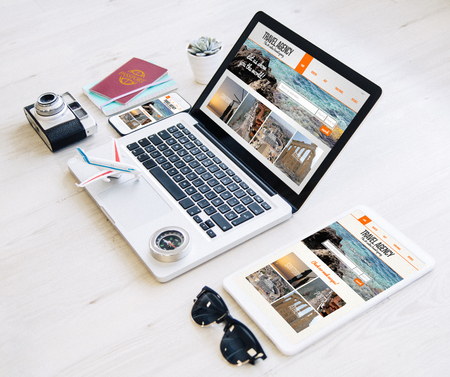 travel agency website resposive desgin with some essential itemsの写真素材