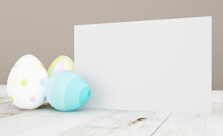 Blank Flyer with Easter eggsの写真素材