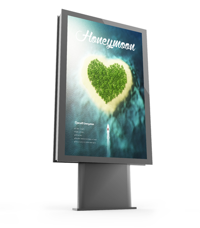 3d rendering of a travel advertising billboardの写真素材